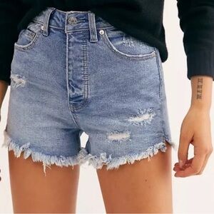 Free People We The Free Curvy Distressed Button Fly Jean Shorts